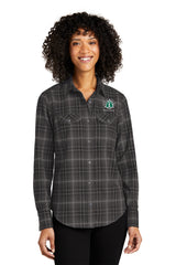 PCHD Women's Long Sleeve Plaid Ombre Flannel