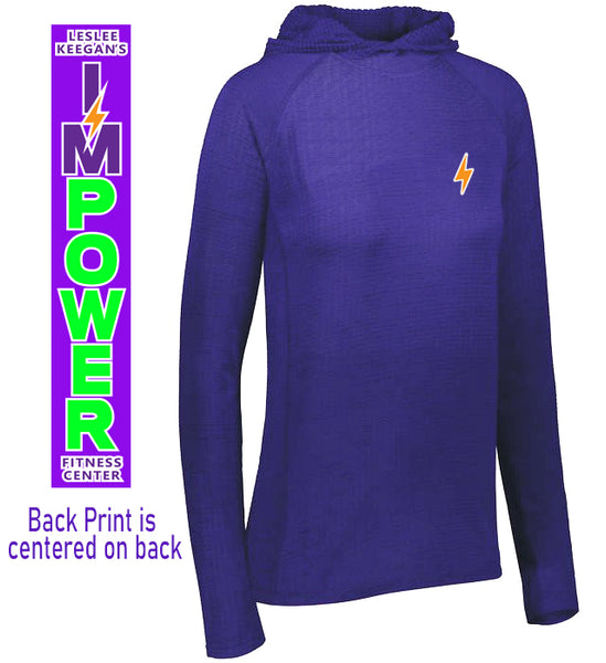 Ladies Lightweight Waffle Hooded Pullover I'MPower