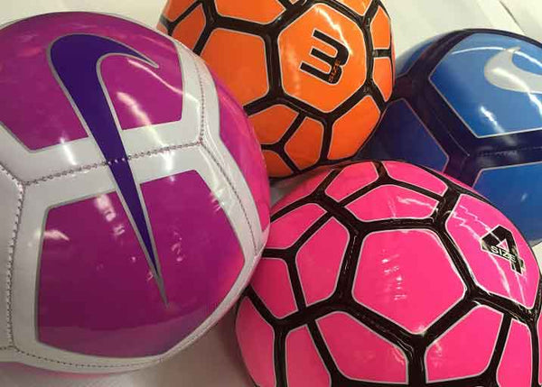 Soccer balls by Nike and Vizari